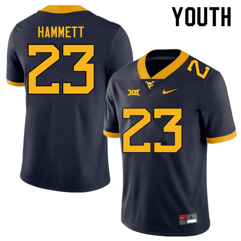 NCAA Youth Ja'Corey Hammett West Virginia Mountaineers Navy #23 Nike Stitched Football College Authentic Jersey LV23J78MT